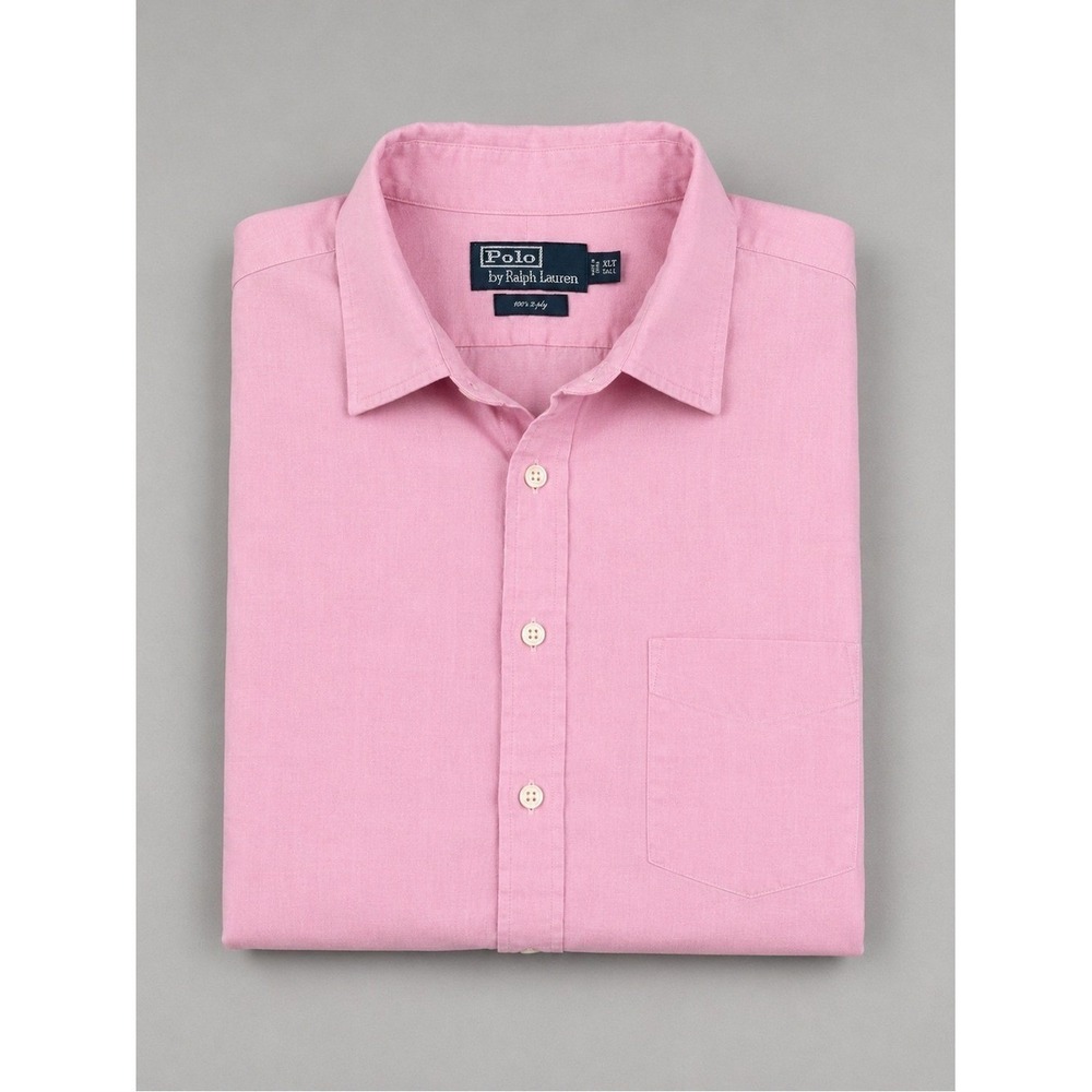 Vintage Polo Ralph Lauren Shirt Button Down XLT Pink Preppy Coastal Euro Summer